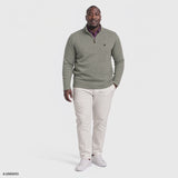BIG & TALL THERMASOFT QUARTER-ZIP FLEECE - LT GREY HTHR