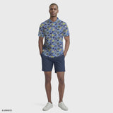 SUNSHIELD PERFORMANCE S/S PRINTED POLO - CHAMBRAY BLUE