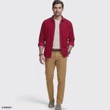 CORDUROY LONG SLEEVE BUTTON-DOWN SHIRT - SUNDRIED TOMATO