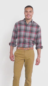 STRATTON FLANNEL LONG SLEEVE 
BUTTON DOWN SHIRT - NIGHT OWL