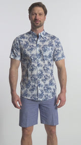 DOCKSIDE SHORT SLEEVE CHAMBRAY PRINTS - BRIGHT WHITE