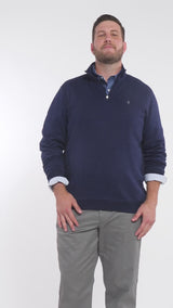 BIG & TALL ADVANTAGE PERFORMANCE QUARTER ZIP FLEECE - NAVY BLAZER