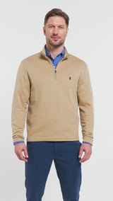 PERFORMANCE COMFORT STRIPED QUARTER ZIP - CAMEL