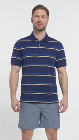 ADVANTAGE PERFORMANCE SHORT SLEEVE STRIPED POLO - MEDIEVAL BLUE