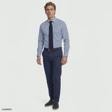 ROYAL TEXTURE STRIPED BUTTON-DOWN DRESS SHIRT - BRIGHT COBALT