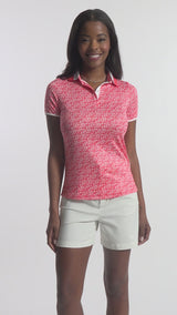 STELLA PRINTED SHORT SLEEVE POLO - CAYENNE