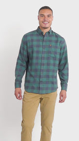 STRATTON FLANNEL LONG SLEEVE 
BUTTON DOWN SHIRT - TREKKING GREEN