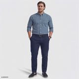 BIG & TALL PERFORMANCE COMFORT PLAID BUTTON-DOWN SHIRT - PLACID BLUE