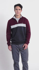 ADVANTAGE PERFORMANCE COLORBLOCK QUARTER ZIP FLEECE - VELVET MAROON