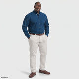BIG & TALL PERFORMANCE COMFORT PLAID BUTTON-DOWN SHIRT - BRIGHT COBALT