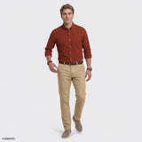 PERFORMANCE COMFORT PLAID BUTTON-DOWN SHIRT - BURNT OCHRE