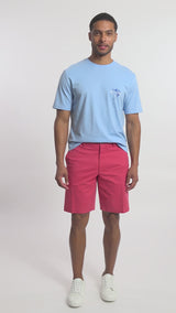 SALTWATER 9.5" FLAT FRONT CHINO SHORT - HOLLY BERRY