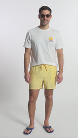 SALTWATER BEACH PERFORMANCE SWIM TRUNK - LEMON MERINGUE