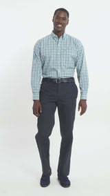 PERFORMANCE COMFORT LONG SLEEVE PLAID BUTTON DOWN SHIRT - DEEP SEA