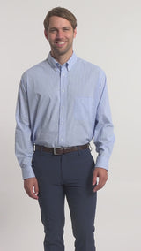 ALL-OVER STRETCH BUTTON-DOWN DRESS SHIRT (BUTTON DOWN COLLAR) - BLUE