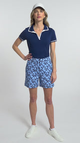 KRYSTINA PRINTED TWILL SHORT - MEDIEVAL BLUE