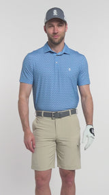GOLF SWINGFLEX ELITE PRINTED POLO - DELLA ROBBIA BLUE