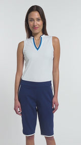 VEE-RONICA COLLARLESS POLO  - BRIGHT WHITE