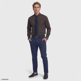 ALL-OVER STRETCH TARTAN BUTTON-DOWN DRESS SHIRT - MEDIEVAL BLUE