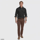 HERRINGBONE QUARTER-ZIP SWEATER - CAVIAR