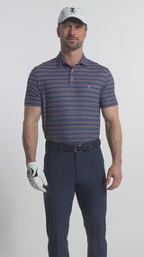 GOLF SWINGFLEX ELITE STRIPE POLO - MEDIEVAL BLUE