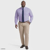 BIG & TALL ALL-OVER STRETCH L/S STRIPED BUTTON-DOWN DRESS SHIRT - DAHLIA PURPLE