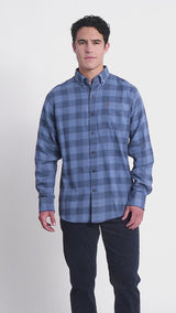 STRATTON FLANNEL LONG SLEEVE 
BUTTON DOWN SHIRT - BRIGHT COBALT