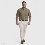 BIG & TALL PERFORMANCE COMFORT BUTTON-DOWN SHIRT - CROCKERY