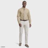 ROYAL TEXTURE CHECKED BUTTON-DOWN DRESS SHIRT - BLEACHED SAND
