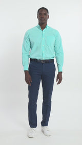 PERFORMANCE COMFORT LONG SLEEVE BUTTON DOWN SHIRT - BLUE RADIANCE