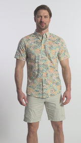 DOCKSIDE SHORT SLEEVE CHAMBRAY PRINTS - ALMOND CREAM