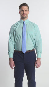 BIG & TALL ALL-OVER STRETCH BUTTON DOWN DRESS SHIRT - LIMPET SHELL