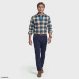 STRATTON FLANNEL PLAID BUTTON-DOWN SHIRT - LYONS BLUE