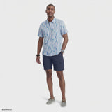 SUNSHIELD PERFORMANCE S/S PRINTED BUTTON-DOWN SHIRT - BRIGHT WHITE