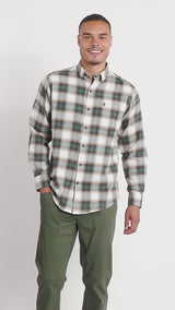 STRATTON FLANNEL LONG SLEEVE 
BUTTON DOWN SHIRT - SMOKE PINE