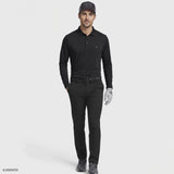GOLF LONG SLEEVE PERFORMANCE POLO - CAVIAR