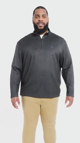 BIG & TALL PERFORMANCE COMFORT STRIPED QUARTER ZIP - SMOKE