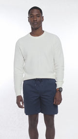 HONEYCOMB CREW NECK SWEATER - BRIGHT WHITE