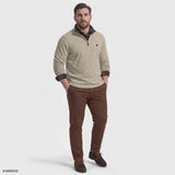 BIG & TALL THERMASOFT QUARTER-ZIP FLEECE - ROCK HTHR