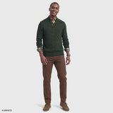 MARLED BUTTON MOCK-NECK SWEATER - DARKEST SPRUCE