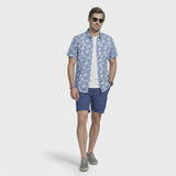 DOCKSIDE CHAMBRAY S/S PRINTED BUTTON-DOWN SHIRT - VALLARTA BLUE