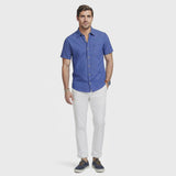 LUXURY S/S BUTTON-DOWN SHIRT - MEDIEVAL BLUE