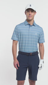 GOLF SWINGFLEX ELITE 
STRIPE POLO - MOONLIGHT BLUE