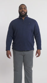 BIG & TALL QUARTER ZIP SWEATER FLEECE - NAVY BLAZER