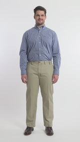 BIG & TALL PERFORMANCE FLAT FRONT CHINO PANTS - CEDARWOOD KHAKI