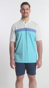 BIG & TALL ADVANTAGE PERFORMANCE SHORT SLEEVE STRIPE POLO - BRIGHT WHITE