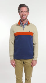 ADVANTAGE PERFORMANCE COLORBLOCK QUARTER ZIP FLEECE - CAMEL HTHR