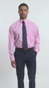 ALL-OVER STRETCH BUTTON-DOWN DRESS SHIRT (BUTTON DOWN COLLAR) - PINK