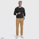 LUXURY SOFT YARN TEXTURED CREWNECK SWEATER - CAVIAR