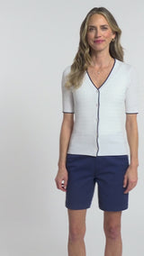 CALISTA CABLE KNIT CARDIGAN - BRIGHT WHITE
